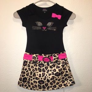 Lilt Belted Cheetah-Print Cat Face Dress Sz. 5T